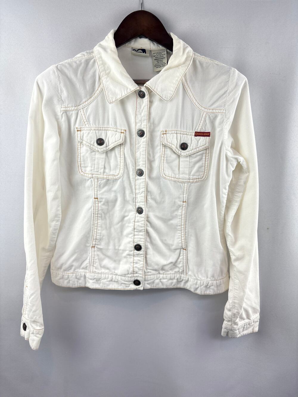 Women’s Roxy Jean Large White Corduroy Snap Button Jackets